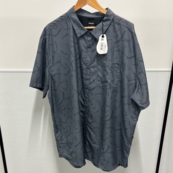 Prana Men's Lost Sol Printed Shirt Thundercloud Seedling 2XL NWT - Picture 1 of 7